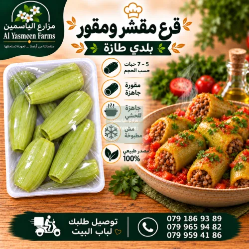 قرع بلدي طازة مقشر ومقور مع لبه جاهزة للحشي (حوالي 4 - 7 حباتحسب الحجم)